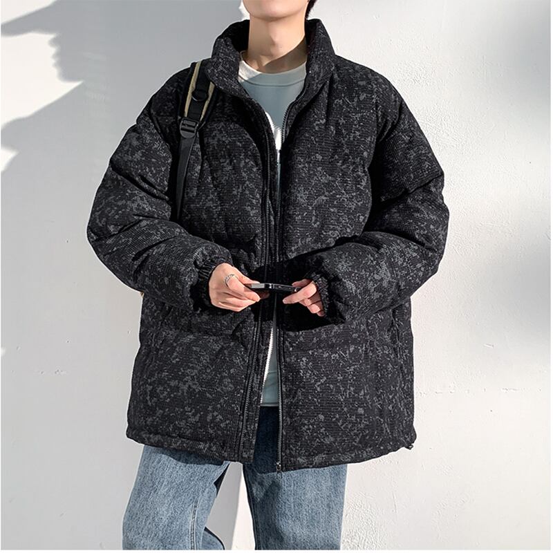 [DUFENG Series] ★Cotton coat★ 3color outer winter coat unisex men's large size green black blue