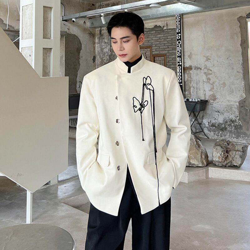 [Illustrated series] ★China style jacket★ 2color outer butterfly unisex men's black beige ML XL