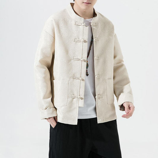 [PINZHI Series]★China style jacket★ 2color outerwear unisex men's large size black beige Chinese clothing