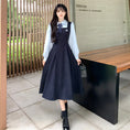 Load image into Gallery viewer, [Dong Xiaojie Series] ★One Piece★ 2color Ladies Fake Layered Navy Coffee Color Cute
