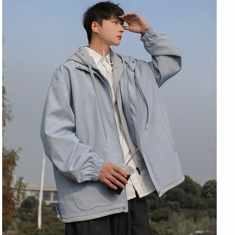 [MTY Series]★Jacket★ 3color Outerwear Unisex Men's Stylish Faux Layered Black Blue