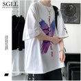 Gallery viewerに画像を読み込む, 【SGLLシリーズ】★Tシャツ★ 3カラー メンズ 男女兼用 蝶々 夏 ブラック ホワイト パープル 大きいサイズ
