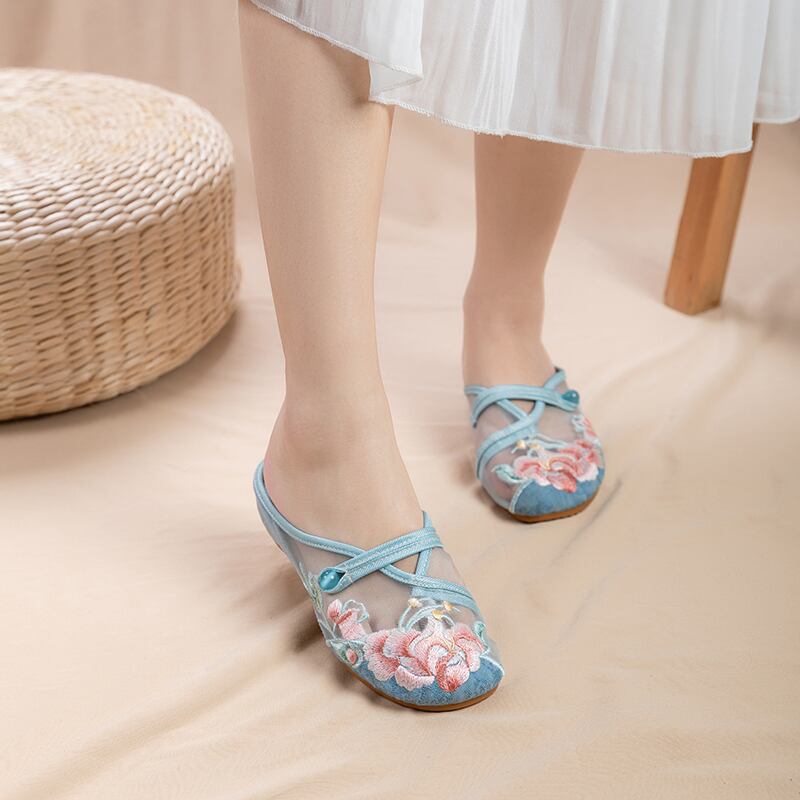 [BAIQIN Series]★Embroidered shoes★ Size 34-40 3color Shoes Chinese style shoes Summer Thin Retro Cool