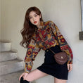 Load image into Gallery viewer, [YOUZI Series]★Retro Shirt★ Tops Printed Long Sleeve Shirt Floral Pattern Oil Painting Style Commuting Date Cute Thin
