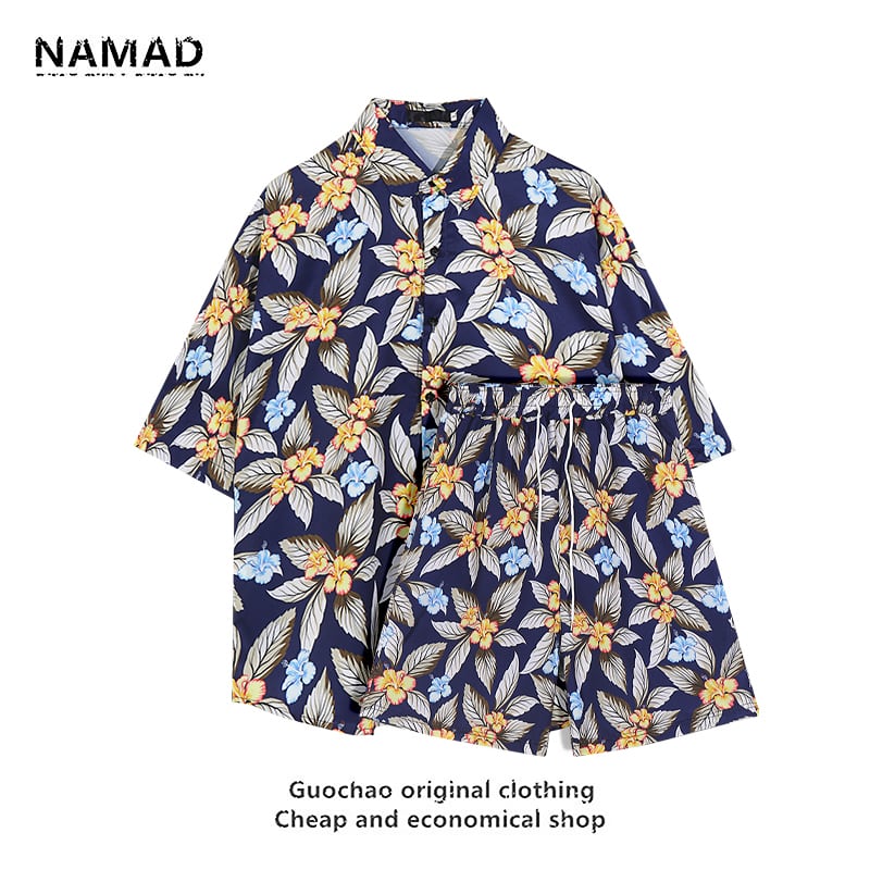 [NAMAD Series]★Setup★ 2-piece set Hawaii Aloha shirt Shirt + shorts Unisex Men's Floral pattern