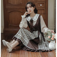 Load image into Gallery viewer, [DACHENGZI Series] ★Dress★ Fake Layered Dress Checkered Pattern Cute Retro S M L XL
