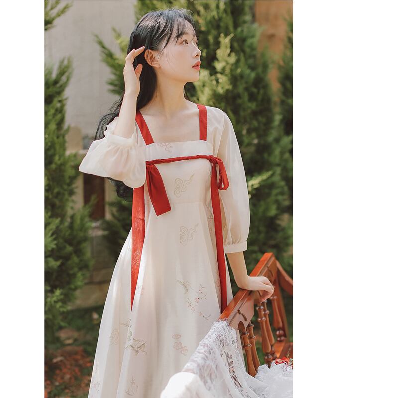 [Shojunsho Series]★Hanfu Dress★ Chinese Clothes Chiffon Retro Old Fashioned Sexy Old Fashioned Cute Slimming Date