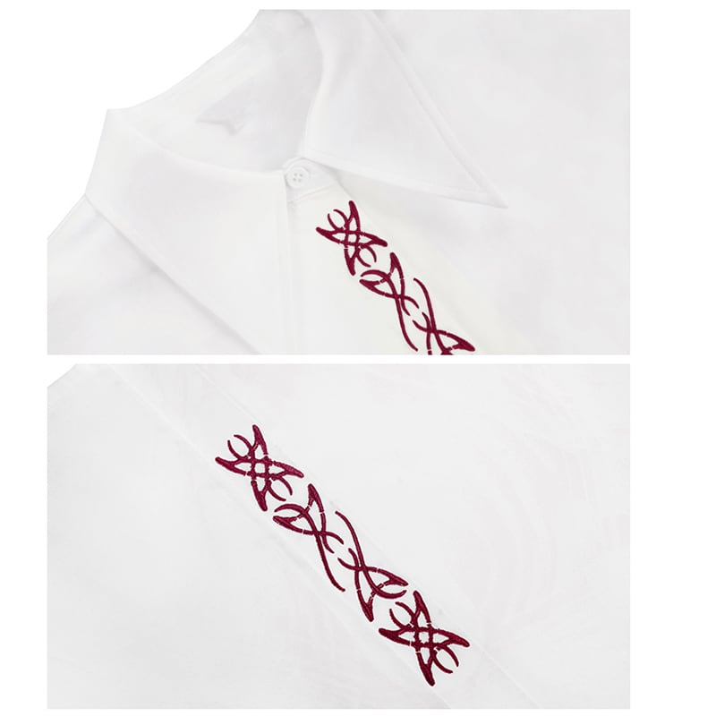 [Da Qinglong Shu Series] ★Chinese style shirt★ Embroidered Chinese clothing Original White White Unique Cotton Easy to match