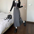 Load image into Gallery viewer, [Oya series] ★Skirt with belt★ 2color Good slimming effect Bottoms Plain Simple Gray Black
