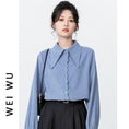 Load image into Gallery viewer, [WEIWU Series]★Shirt★ Tops Ladies Simple Commuting Easy to Match Blue Blue Standard Cute
