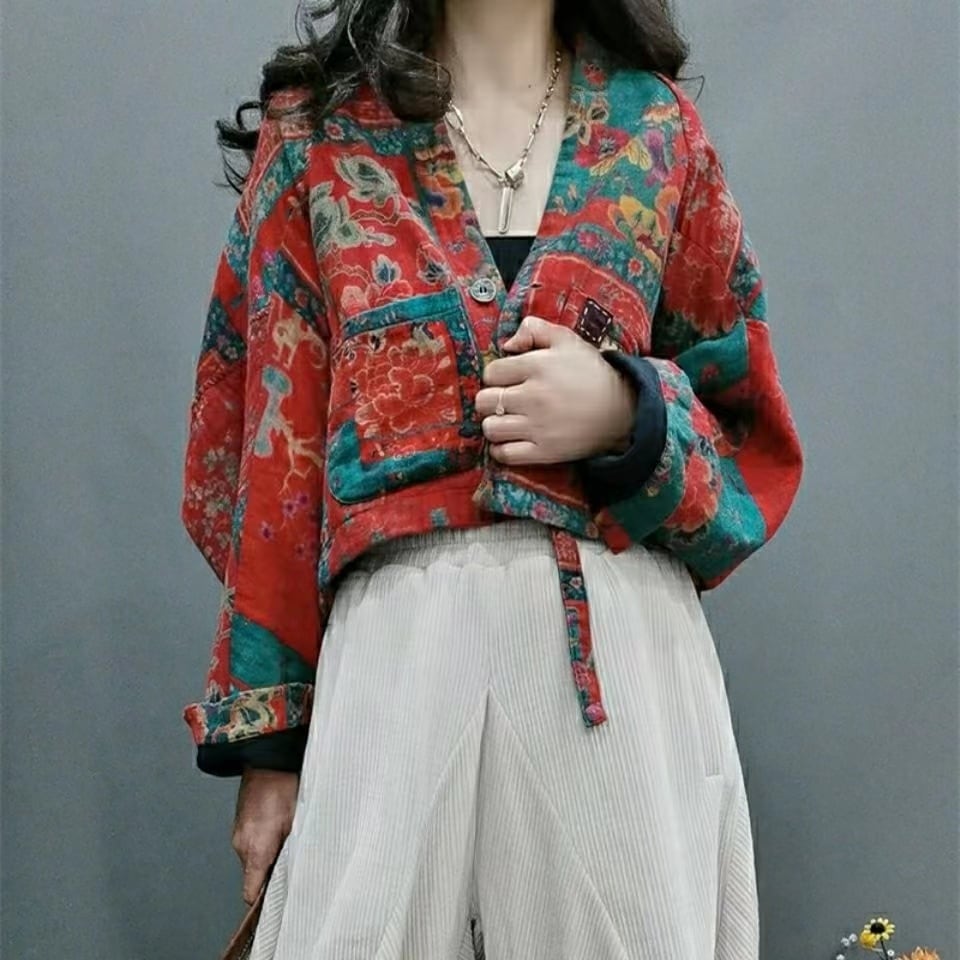 [Xu Fu Yui Series]★China style setup, single item order★ Cotton outerwear or trousers, floral pattern, ethnic style