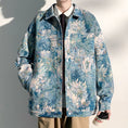 Load image into Gallery viewer, [KADISHOU Series] ★Jacket★ Outerwear 2color Oil Painting Style Floral Pattern Unisex Men's Large Size Blue Green
