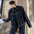 Load image into Gallery viewer, [Illustrated series]★Setup★ Jacket + pants 2-piece set Unisex Men's Denim Cool Blue Blue
