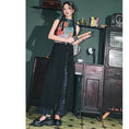 Load image into Gallery viewer, [Kokaisha---Shinkyo Series]★China style pants★Bottoms Gaucho pants Letter pattern switching Black Black
