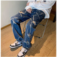 Load image into Gallery viewer, [DUFENG Series]★Denim Pants★ Bottoms Pants Unisex Men's Large Size Distressed Blue Blue
