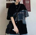 Gallery viewerに画像を読み込む, タイムセール中！！【Styleシリーズ】★シャツ★ トップス 花柄 切り替え 半袖シャツ 男女兼用 プリント メンズ レディース ブラック 黒い
