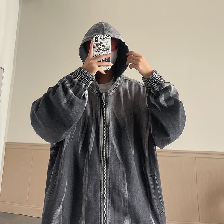 [V37 Series] ★Outer★ Denim jacket Parka jacket Gradation Unisex Men's