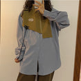 Load image into Gallery viewer, [UATONLINE Series]★Shirt★ Tops Faux Layered Unisex Men's Loose Gray Blue
