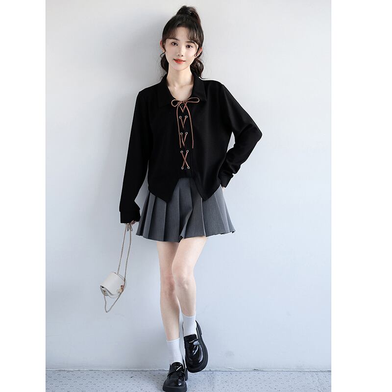 [ZISU0 Series]★Shirt★ 2color Tops Fashion Ladies Black Black Apricot