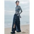 Load image into Gallery viewer, [Daiseiryusu Series] ★China style skirt★ Bottoms Denim skirt Long skirt Slit
