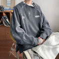 Load image into Gallery viewer, [Leonbinno Series] ★Tops★ 2color Embroidery Corduroy Unisex Men's Gray Black Round Neck
