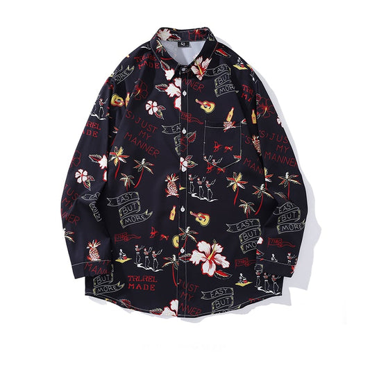 [From Mars Series] ★Floral Pattern Shirt★ Long Sleeve Shirt Tops Unisex Men's ML XL 2XL Harajuku Style Cool