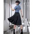 Load image into Gallery viewer, [Kyodo series]★China style skirt★Bottoms Letter pattern switching High waist Black Black S M L XL
