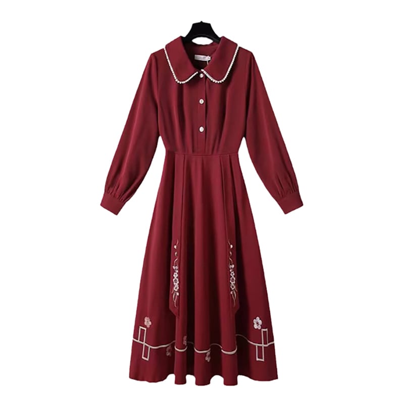 [Shogai Tadoneko Series]★China style setup★Dress + outerwear 2-piece set Floral pattern embroidery Red Red