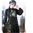 Load image into Gallery viewer, [Ancient monster house ---biting pattern series] ★China style shirt★ Switching print switching Black Black Harajuku style
