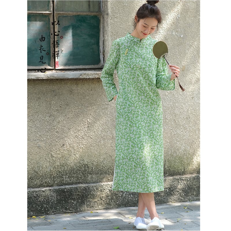 [MANMAN Series]★China-style dress★ 2color Elegant Chinese clothes Tang suit Improved Chinese dress Green White