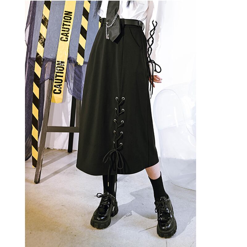 [Kokaisha---Yayo Overture Series] ★China style skirt★ Spring clothes Autumn clothes Bottoms Slit Black Black Street Black Black