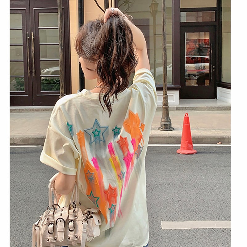 [KEKELI Series]★T-shirt★ Tops Cute Women's Fashion Summer Clothes Star Aya Cute Easy to Match