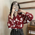 Load image into Gallery viewer, [BUXI Series]★Shirt★ Tops Floral Print Retro Red Red Women's Fashion Long Sleeve
