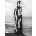 Load image into Gallery viewer, [Da Qinglong Shu Series] ★China-style dress★ Improved cheongsam dress, long sleeves, slits, print, long length, original, slimming
