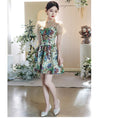 Load image into Gallery viewer, [WEIXIU Series] ★Party Dress★ One Piece Switching Floral Pattern Dot Pattern Short Length Cute Wedding
