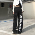 Load image into Gallery viewer, [Demon King Series] ★Denim Pants★ Bottoms Ladies Fashion Alphabet Black Black Unisex Cool
