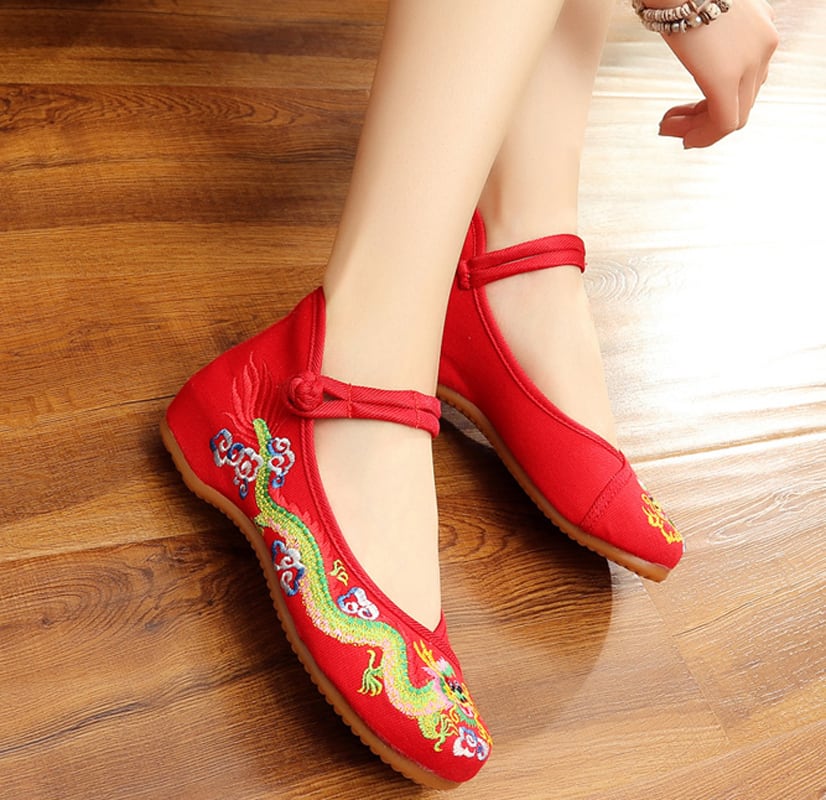 5colors Embroidered shoes Handmade shoes Chinese shoes Chinese style shoes Chinese style buttons Tang-style Hanfu shoes Ethnic style Retro canvas Rubber 34 35 36 37 38 39 40 41 Beige Black Red Green Blue