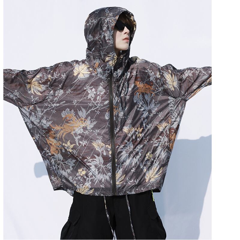 [SIN87 Series] ★UV protection★ UPF50+ Floral pattern Sun protection Cooling protection Thin outerwear Loose Fashion Unisex Men's