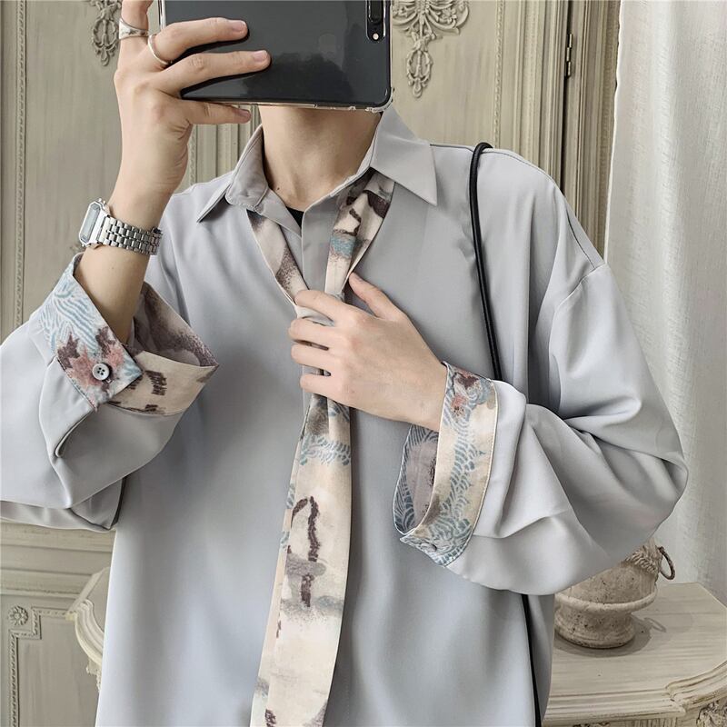 [Acha and Ko Series] ★Chinese-style shirt★ Tops 4 colors Comes with a tie Super cute Unisex Large size