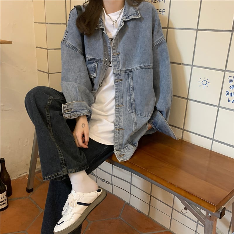 [KEKELI Series]★Denim Jacket★ Outerwear Jean Jean Asymmetrical Autumn Coordination Stylish Slimming Easy to match