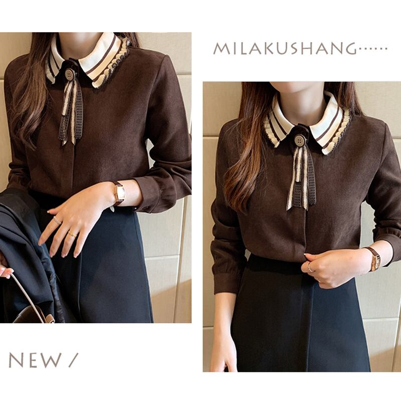 [MILA Series]★Shirt★ 2color Tops Ladies Corduroy Fashion Coffee Color Apricot