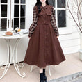 Load image into Gallery viewer, [Dong Xiaojie Series] ★Checked pattern dress★ Large size women's dress Coffee color Commuting Literary style
