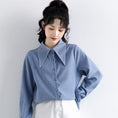 Load image into Gallery viewer, [WEIWU Series]★Shirt★ Tops Ladies Simple Commuting Easy to Match Blue Blue Standard Cute
