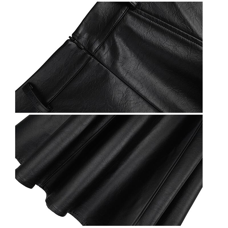 [Daiseiryusu Series]★Skirt★ PU Bottoms Long Length Plain High Waist Black Easy to match