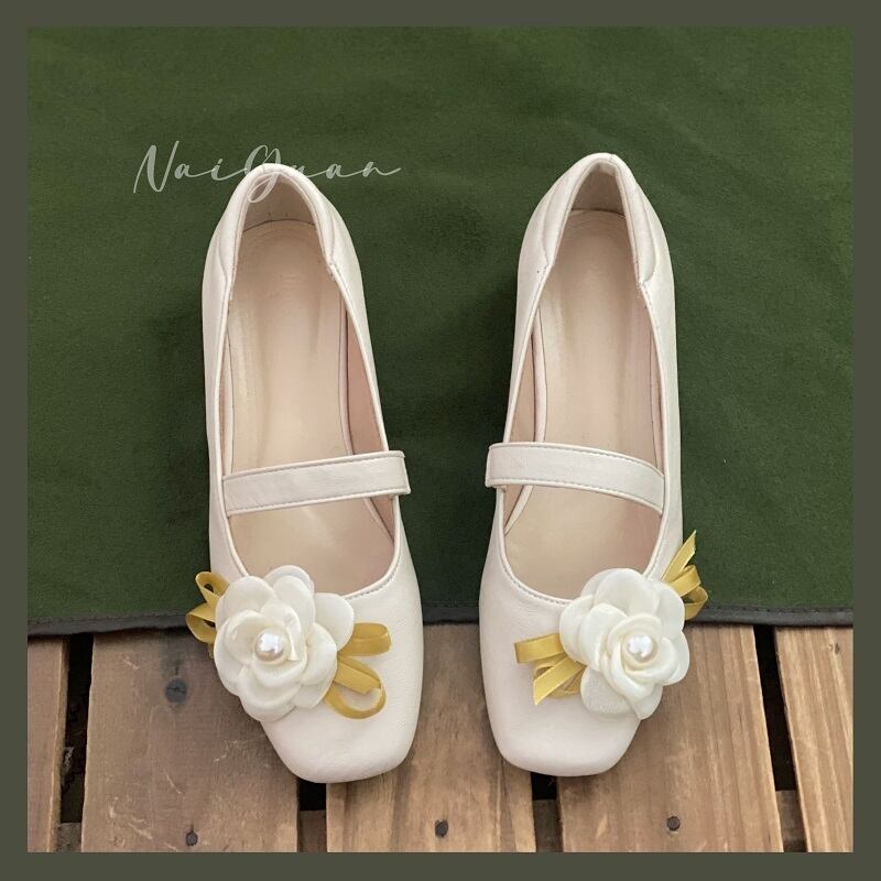 [Sweet Y Series] ★Shoes★ Size 35-40 Shoes Shoes Chinese style shoes Tang clothes Han clothes Retro Beige 3D flowers