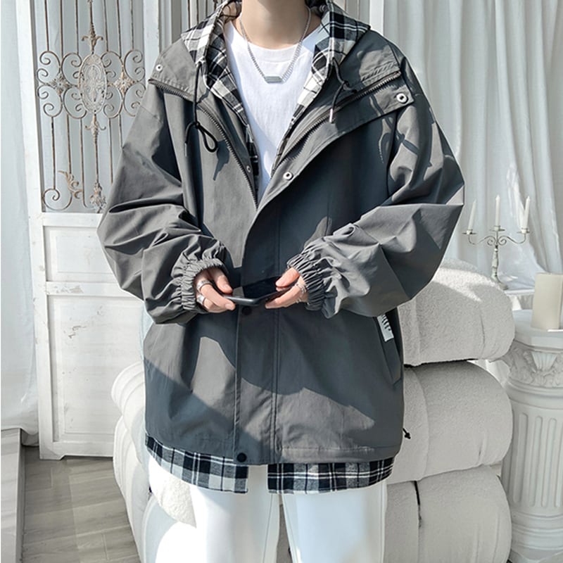 [Tetsusho Series]★Jacket★ 4color Outerwear Unisex Men's Faux Layered Plaid Pattern Large Size