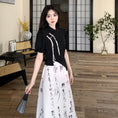 Load image into Gallery viewer, [DONGXIAOJIE series]★China style dress★ Letter pattern ribbon summer clothes fake layered large size slimming
