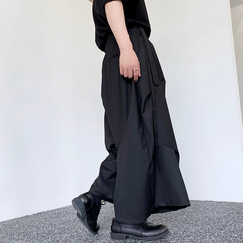 [Illustrated series]★China style trousers★ Gaucho pants Designed Unisex Men's Black Cool