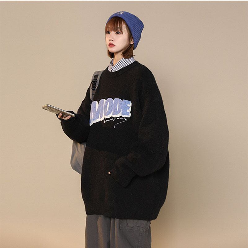 [Ushiomiomi Series] ★Sweater★ 3color Knit Tops Unisex Men's Simple White Black Blue