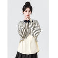 Load image into Gallery viewer, [WEIWU Series] ★Tops★ Fake layered horizontal stripes striped pattern POLO neck fashion SML
